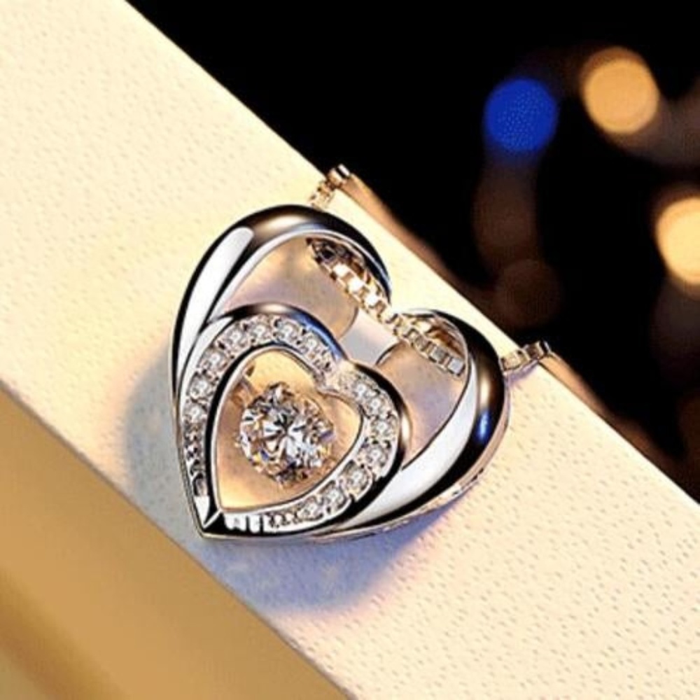 18K Rose gold filled double heart necklace